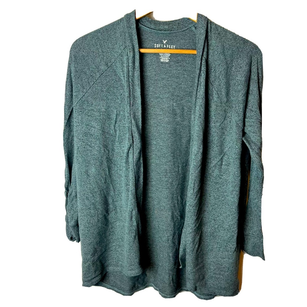 American Eagle Soft & Sexy Plush Cardigan Sweater XS knit lace wrist